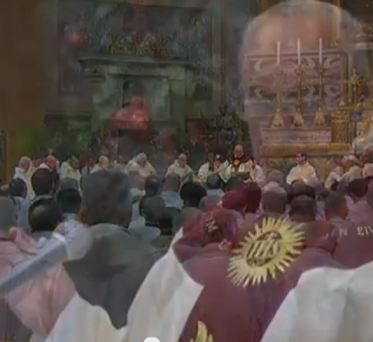 Paus Franciscus gaat voor in dankviering met Romeinse jezuïeten